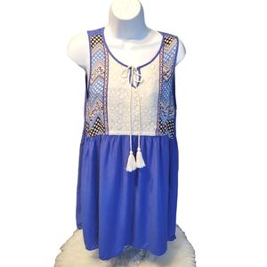 Umgee Women's  Lace Sleeveless Mini Boho Dress Size M